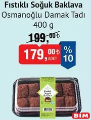 OSMANOĞLU DAMAK TADI FISTIKLI SOĞUK BAKLAVA 400 G fiyat ve kampanya bilgisi